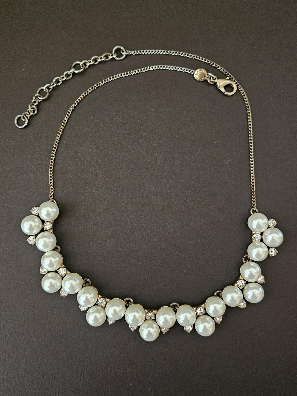 J. Crew Pearl Cluster Necklace in White with Crystal Accents